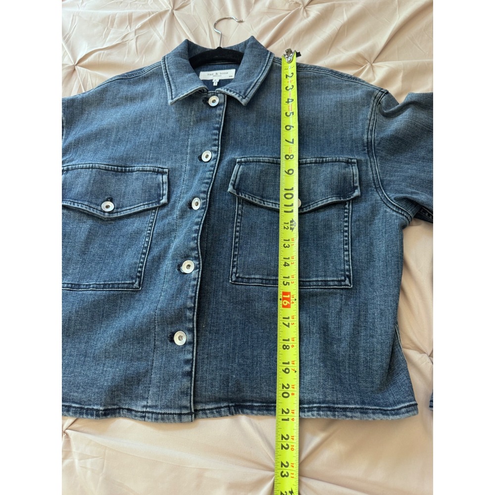 Rag & Bone Jayde Cropped Shacket Jacket Medium Wash Boxy Women's - Picture 5 of 8
